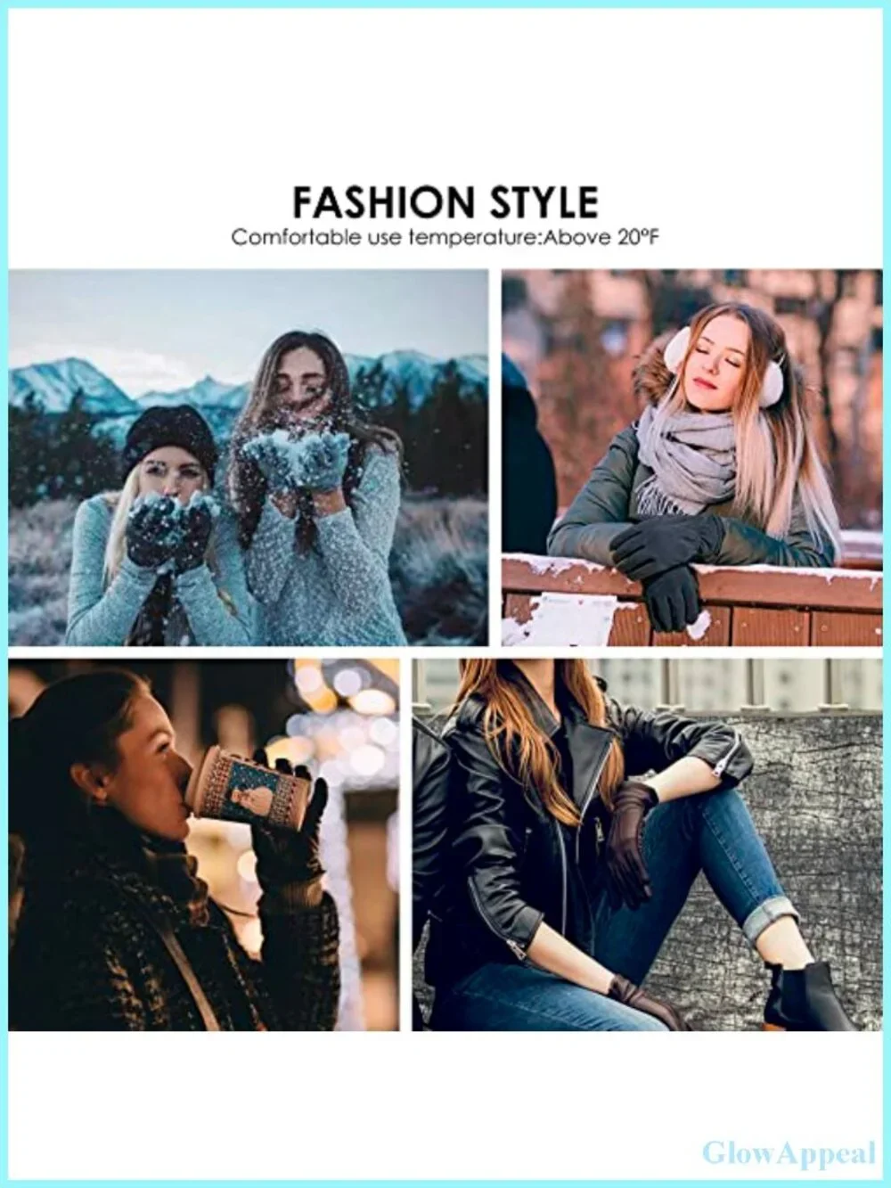 Genuine Sheepskin Leather Warm Gloves with Cashmere Lining Touchscreen Winter